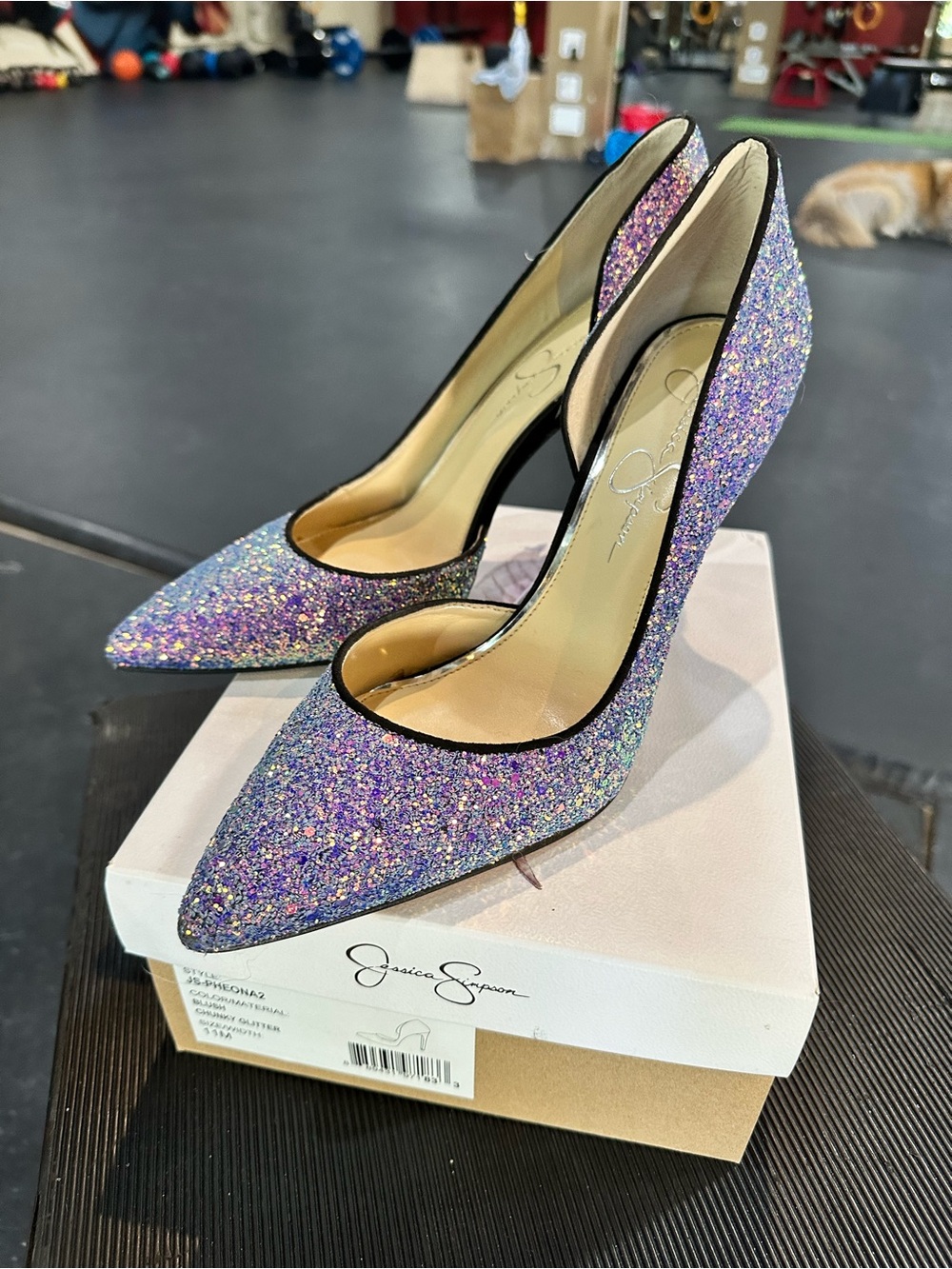 Jessica Simpson Women’s Size 11 Purple Glitter Pointed-Toe Pumps